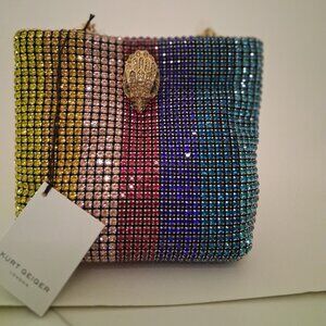 Kurt Geiger London Small Block Party Rainbow Rhinestone Mini Tote Bag